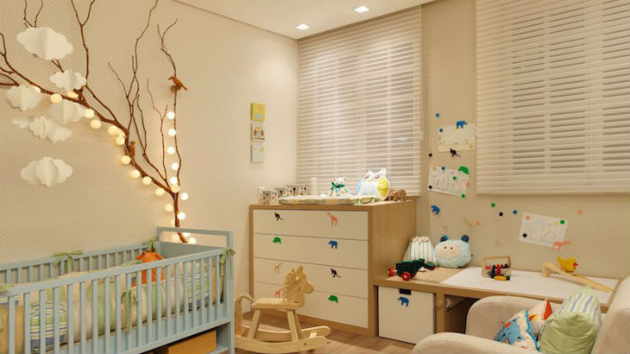 Cortinas para quarto de bebê - persiana branca