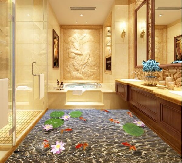 Piso para banheiro: com flores